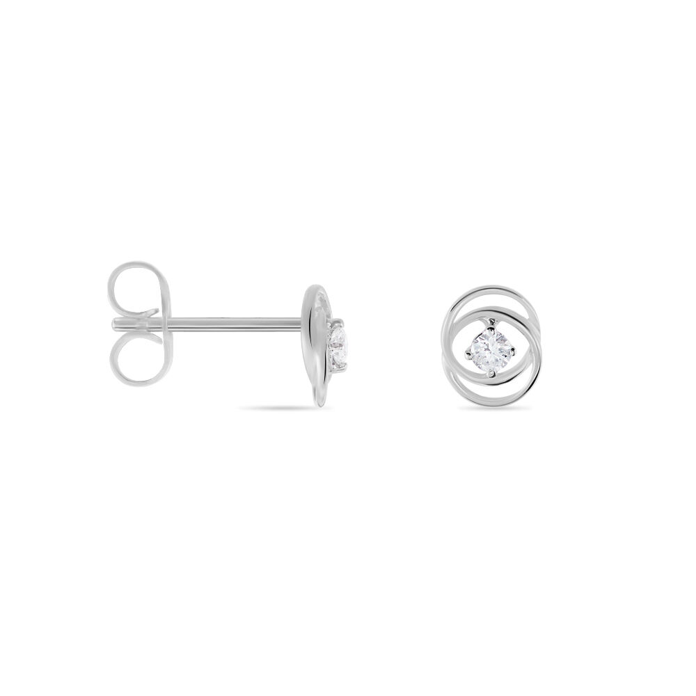 Boucles D'oreilles Puces Nid D'amour Or Blanc Diamant - Boucles d'oreilles mariage Femme | Marc Orian