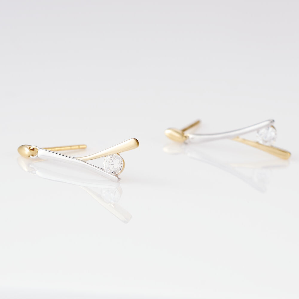 Boucles D'oreilles Pendantes Formev Or Bicolore Oxyde De Zirconium - Pendantes Femme | Marc Orian