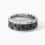 Bague Jourdan Oahu Acier Blanc Et Noir - Bijoux fantaisie Homme | Marc Orian
