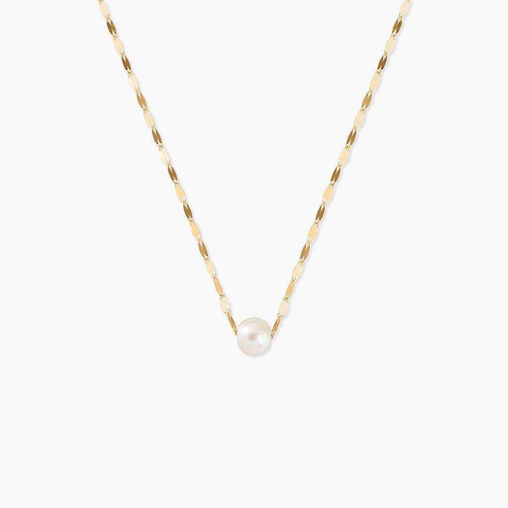Collier Fliep Argent Dor&eacute; A L'Or 750/1000 Perle De Culture - Colliers avec pierres Femme | Marc Orian