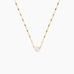 Collier Fliep Argent Dor&eacute; A L'Or 750/1000 Perle De Culture - Colliers avec pierres Femme | Marc Orian