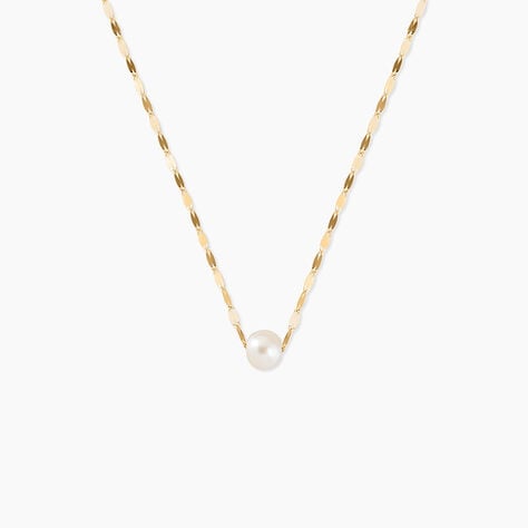 Collier Fliep Argent Dor&eacute; A L'Or 750/1000 Perle De Culture - Colliers avec pierres Femme | Marc Orian