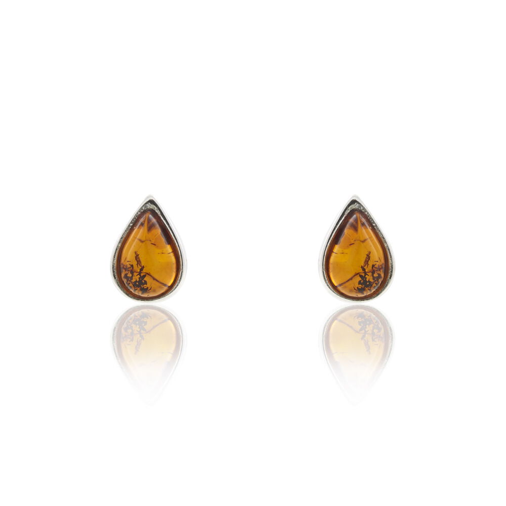 Boucles D'oreilles Puces Argent Blanc Junie Ambre - Puces Femme | Marc Orian