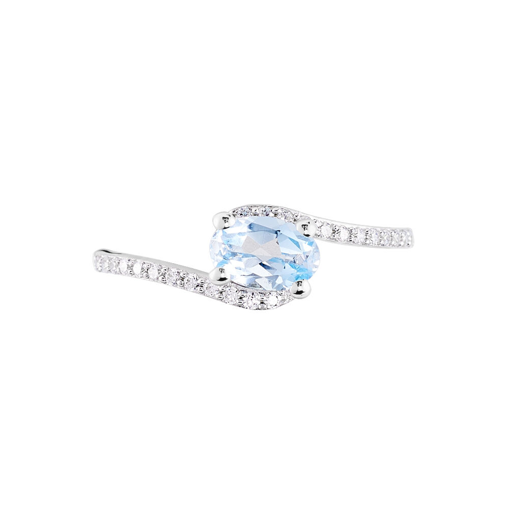 Bague Loriane Or Blanc Topaze Et Oxyde De Zirconium - Bagues pierres fines Femme | Marc Orian