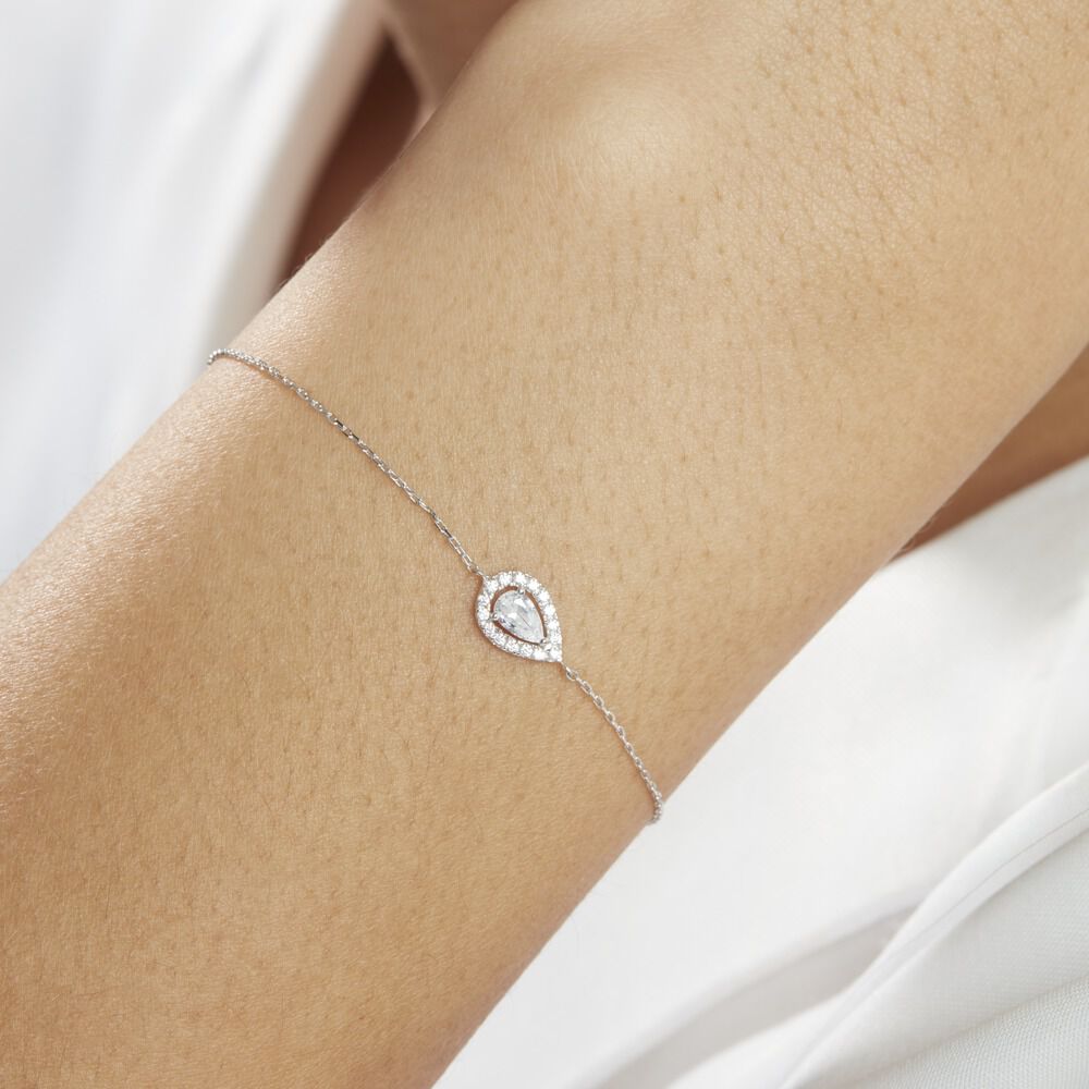 Bracelet Hildana Or Blanc Oxyde De Zirconium - Bracelets chaînes Femme | Marc Orian