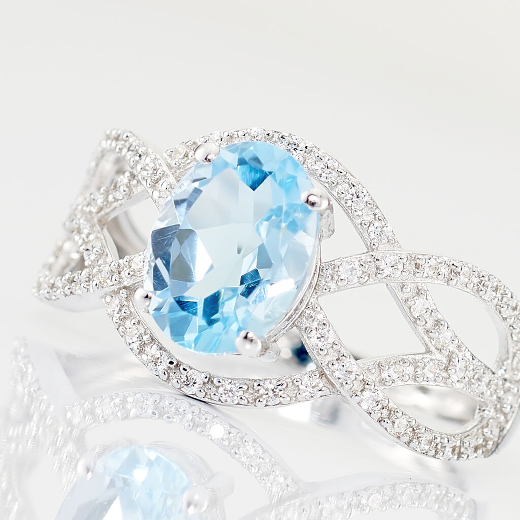 Bague Tina Or Blanc Topaze Et Oxyde De Zirconium - Bagues Femme | Marc Orian