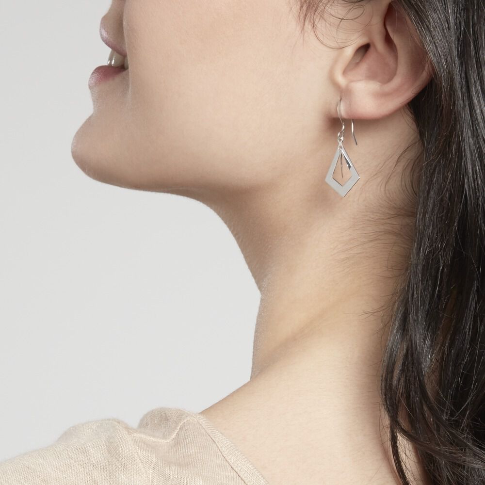 Boucles D'oreilles Pendantes Brittany Argent Blanc - Pendantes Femme | Marc Orian