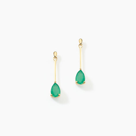 Boucles D'oreilles Pendantes Goutte Or Jaune Emeraude - Pendantes Femme | Marc Orian