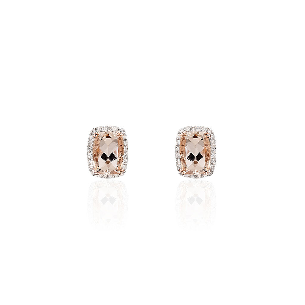 Boucles D'oreilles Puces Kloe Or Rose Morganite Et Diamant - Puces Femme | Marc Orian