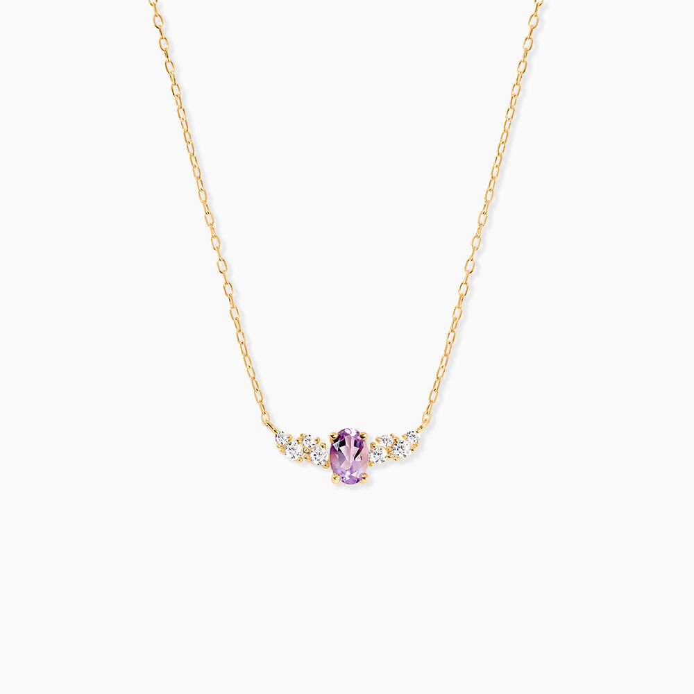 Collier Celeste Or Jaune Am&eacute;thyste Oxyde De Zirconium - Colliers avec pierres Femme | Marc Orian