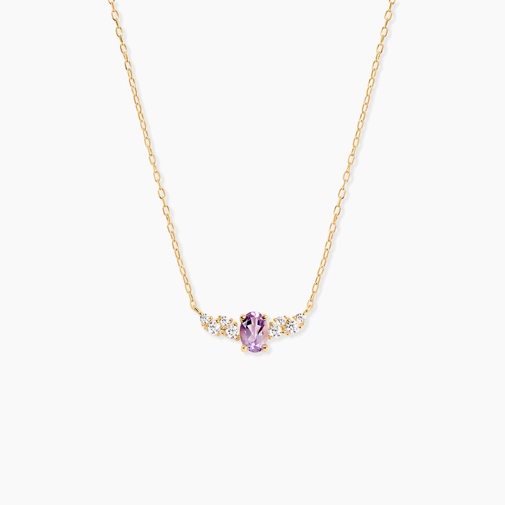 Collier Celeste Or Jaune Am&eacute;thyste Oxyde De Zirconium - Colliers avec pierres Femme | Marc Orian