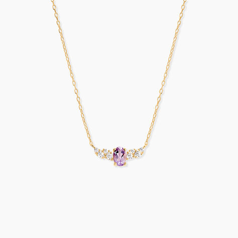 Collier Celeste Or Jaune Am&eacute;thyste Oxyde De Zirconium - Colliers avec pierres Femme | Marc Orian