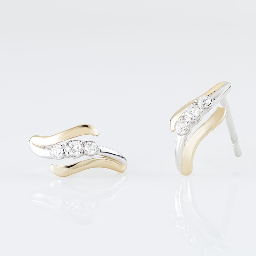 Boucles D'oreilles Pendantes Mayline Or Bicolore Diamant -  Femme | Marc Orian
