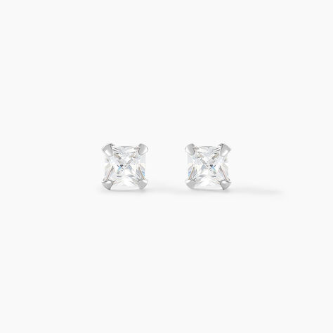 Boucles D'oreilles Puces Carre Argent Blanc Oxyde De Zirconium - Puces Femme | Marc Orian