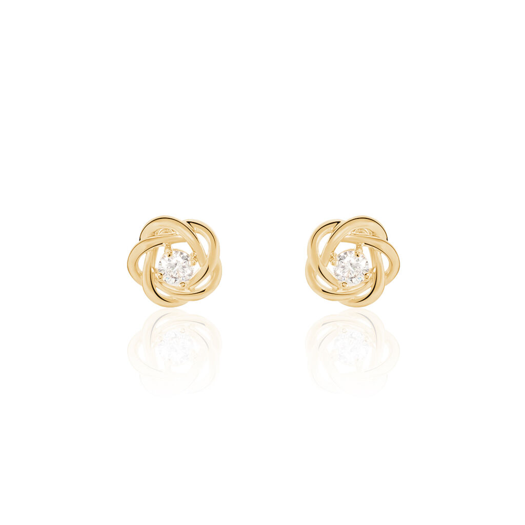 Boucles D'oreilles Puces Djanaelle Plaqué Or Jaune Oxyde De Zirconium - Puces Femme | Marc Orian