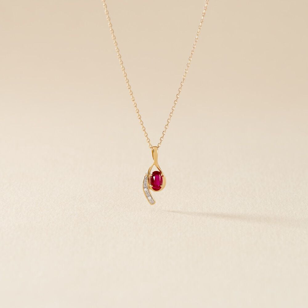 Collier Emotion Or Jaune Rubis Diamant - Colliers avec pierres Femme | Marc Orian