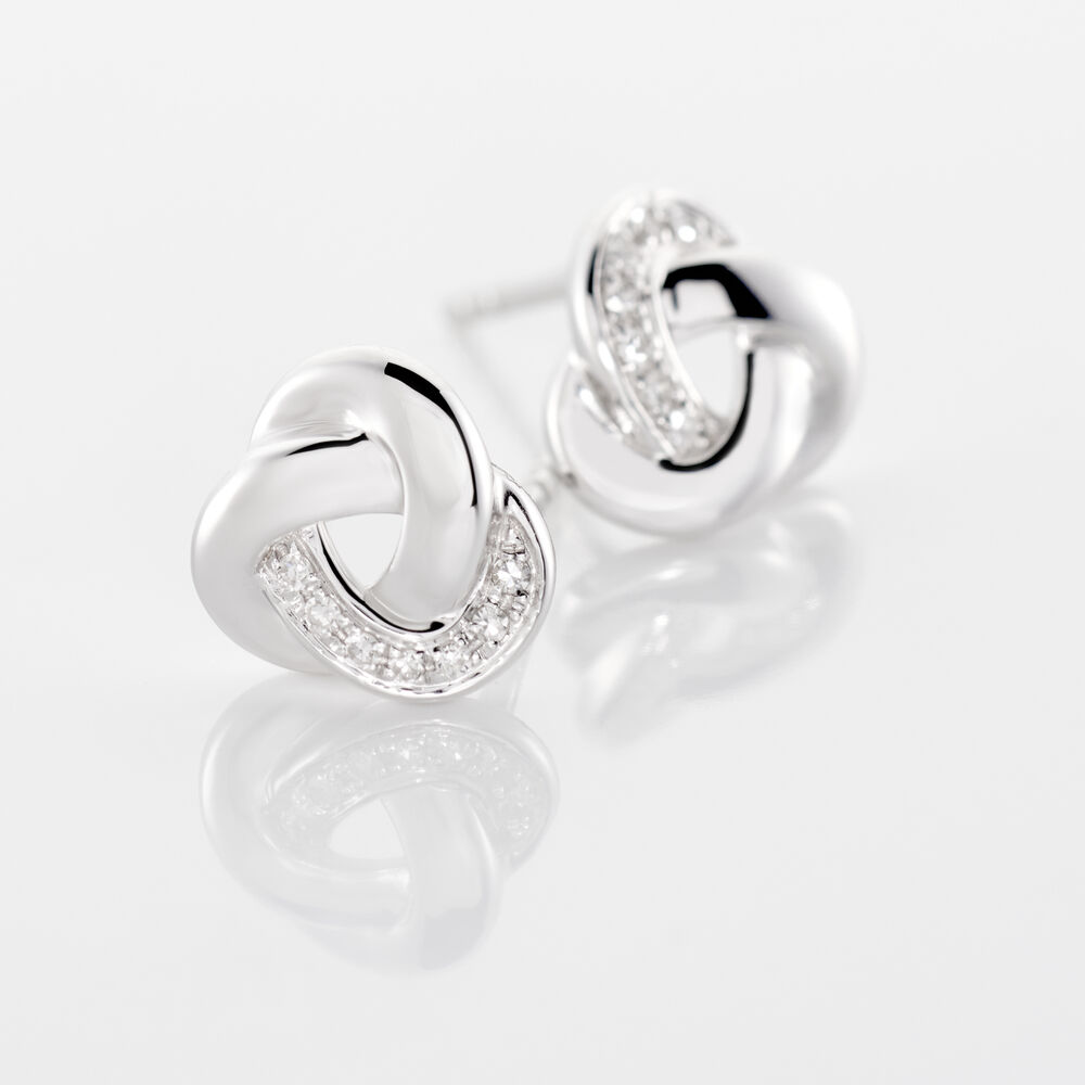 Boucles D'oreilles Puces Mastrona Or Blanc Diamant - Pendantes Femme | Marc Orian
