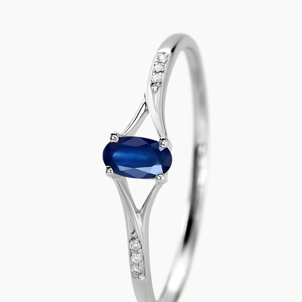 Bague Charmante Or Blanc Saphir Et Diamant - Solitaires Femme | Marc Orian