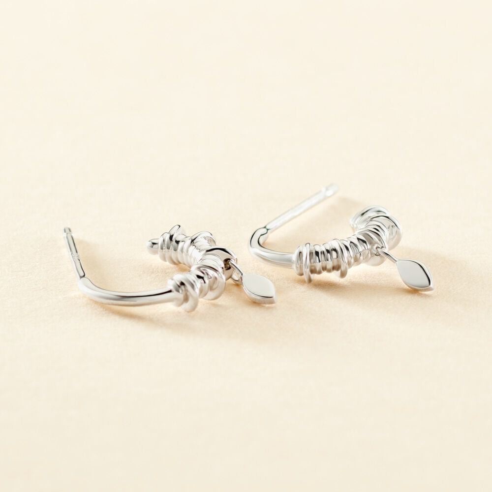 Cr&eacute;oles Dhyana Argent Blanc - Boucles d'oreilles pampille Femme | Marc Orian