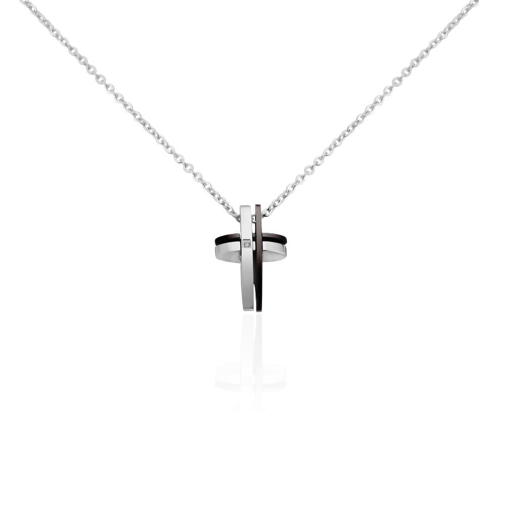 Collier Ruya Acier Bicolore Oxyde De Zirconium - Colliers avec pierres Homme | Marc Orian