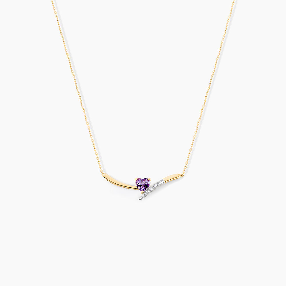 Collier Eva Or Jaune Amethyste Et Oxyde De Zirconium - Colliers avec pierres Femme | Marc Orian