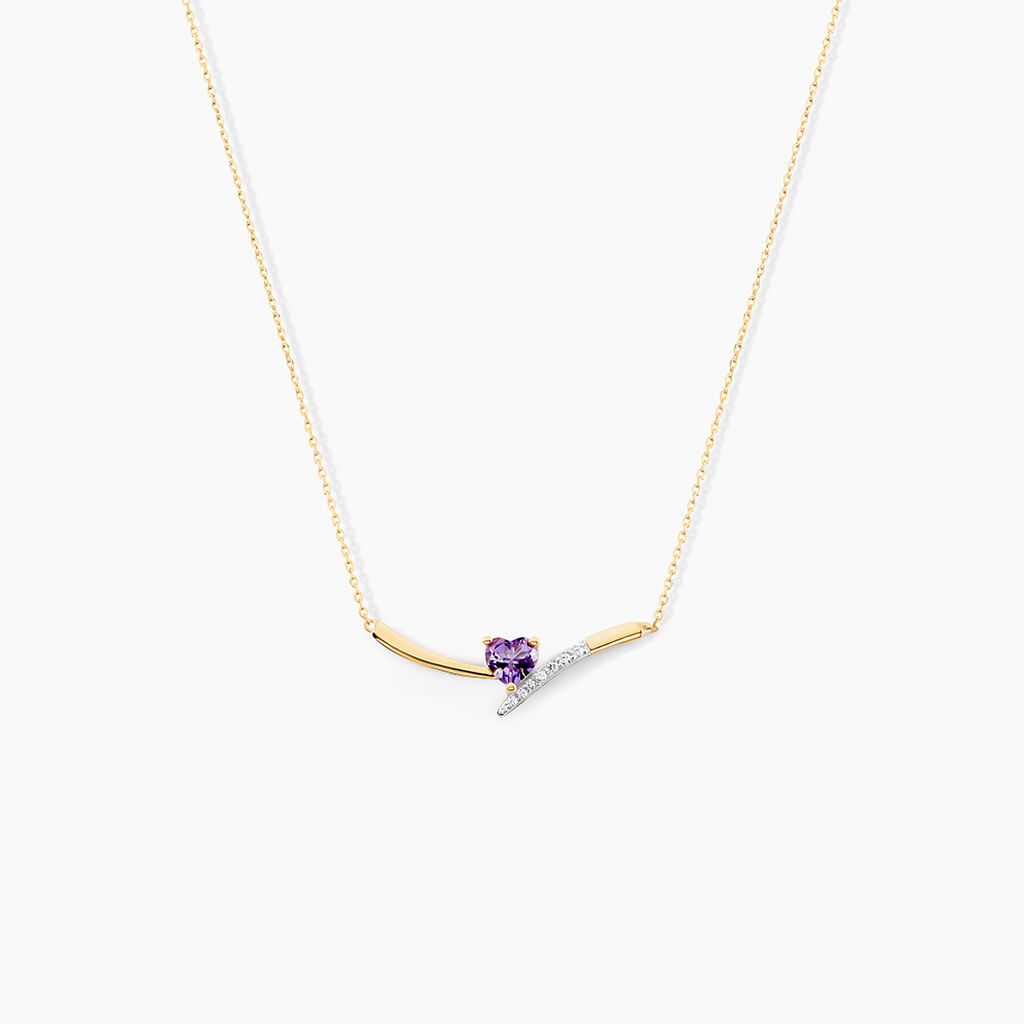 Collier Eva Or Jaune Amethyste Et Oxyde De Zirconium - Colliers avec pierres Femme | Marc Orian