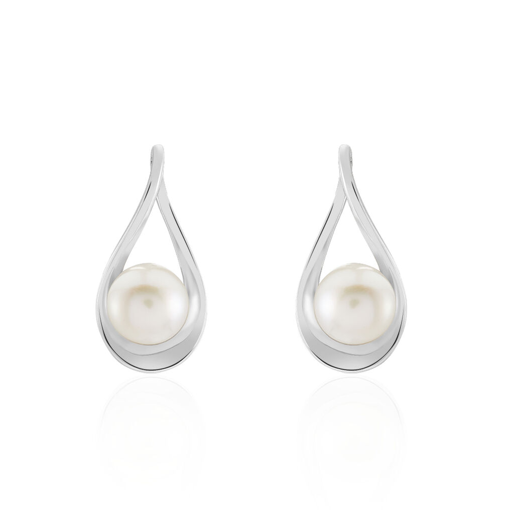 Boucles D'oreilles Pendantes Loren Argent Blanc Perle De Culture -  Femme | Marc Orian