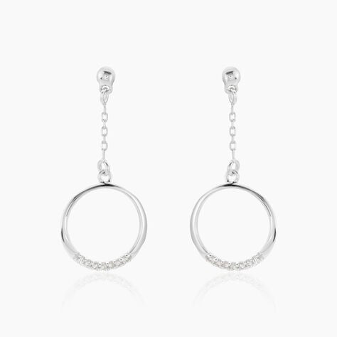 Boucles D'oreilles Pendantes Amma Argent Blanc Oxyde De Zirconium - Pendantes Femme | Marc Orian