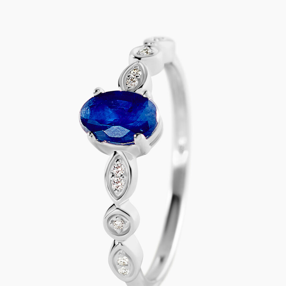 Bague Solitaire Michaela Or Blanc Saphir Et Diamant - Solitaires Femme | Marc Orian