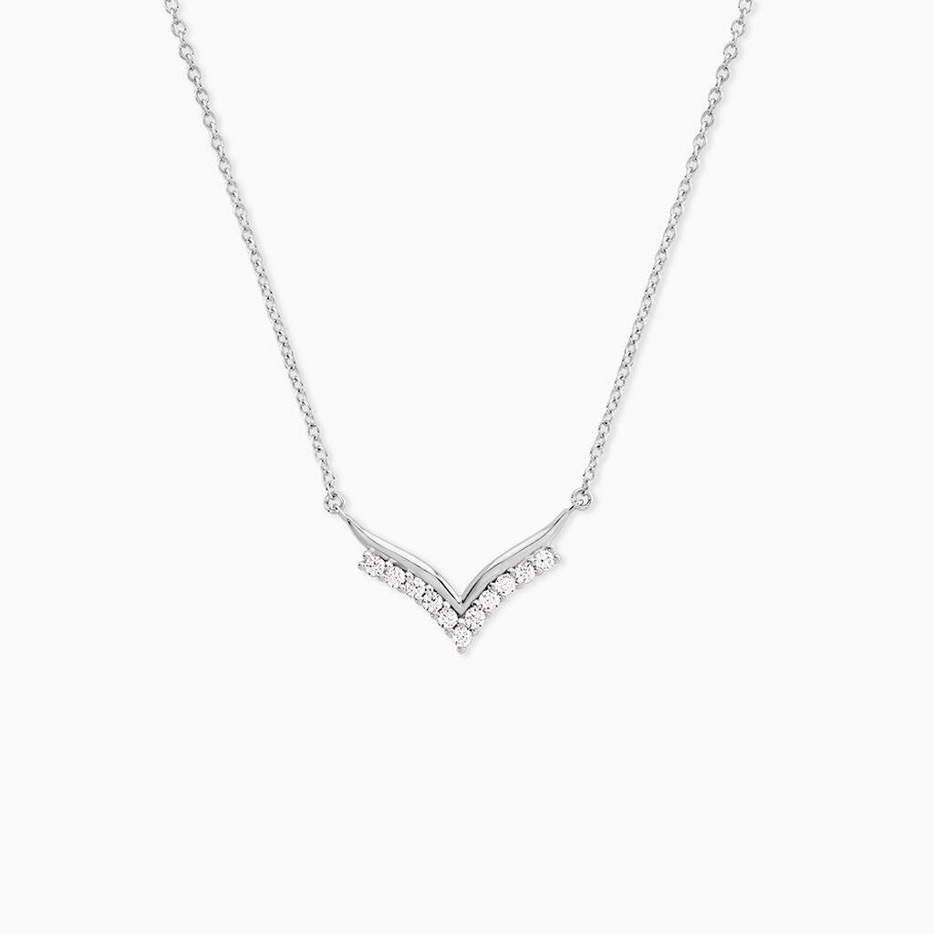 Collier Aile De Mouette Argent Blanc Oxyde De Zirconium - Colliers avec pierres Femme | Marc Orian