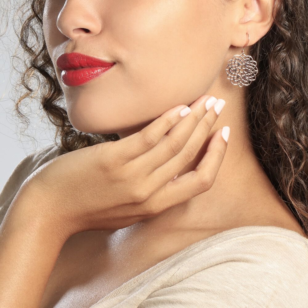 Boucles D'oreilles Pendantes Mina Argent Rose - Pendantes Femme | Marc Orian
