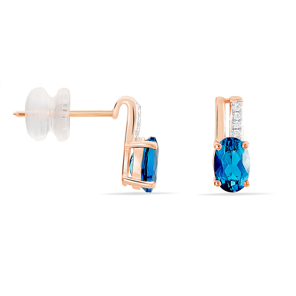 Boucles D'oreilles Puces Dalia Or Rose Topaze Et Oxyde De Zirconium - Puces Femme | Marc Orian
