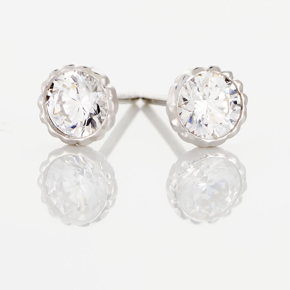 Boucles D'oreilles Puces Kadidia Or Blanc Oxyde De Zirconium - Puces Femme | Marc Orian