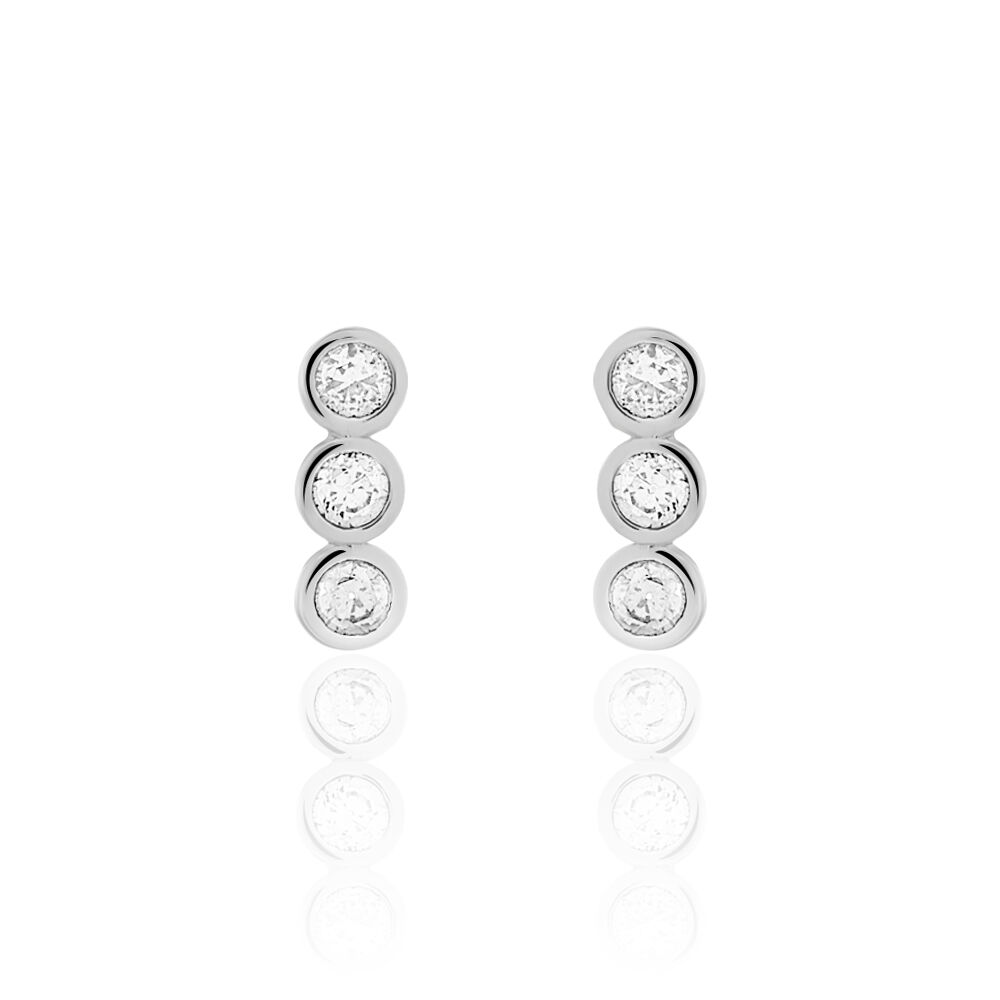Boucles D'oreilles Puces Cyleneae Argent Blanc Oxyde De Zirconium - Puces Femme | Marc Orian