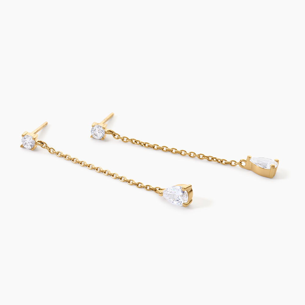 Boucles D'Oreilles Pendantes Regane Argent Dor&eacute; A L'Or 750/1000 Oxyde De Zirconium - Pendantes Femme | Marc Orian