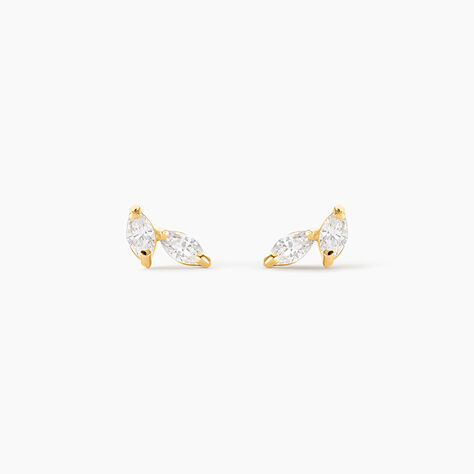 Boucles D'oreilles Puces Mix And Match Or Jaune Oxyde De Zirconium - Puces Femme | Marc Orian
