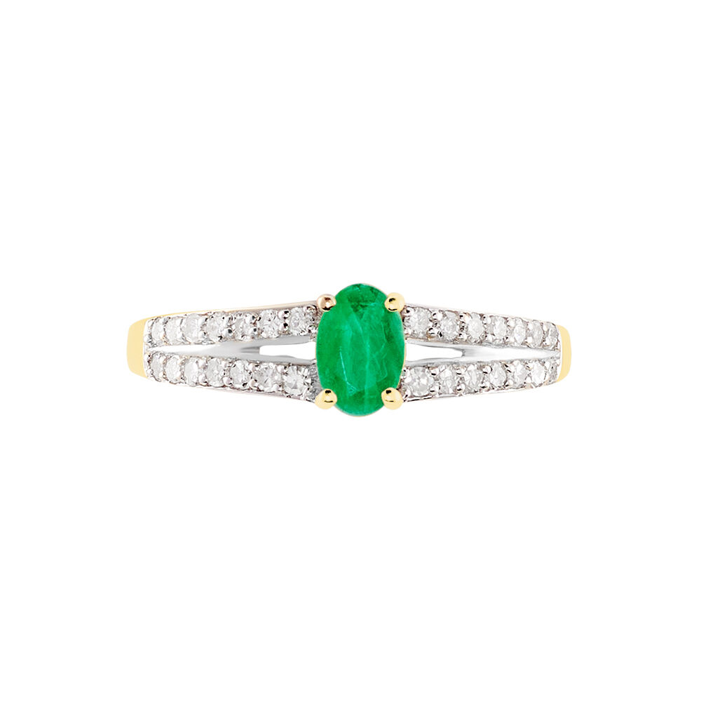 Bague Carlton Or Jaune Emeraude Diamant - Bagues vintage Femme | Marc Orian