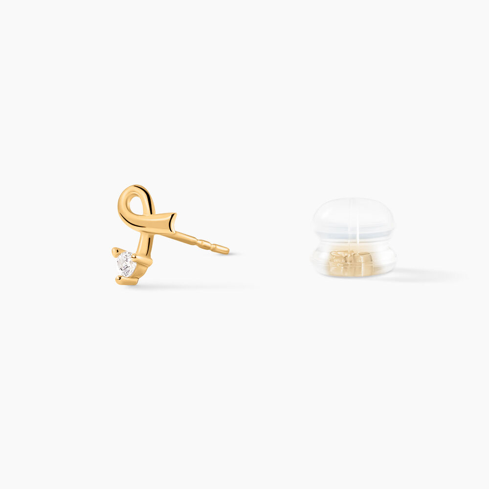 Boucles D'oreilles Puces Alvina Ruban Or Jaune Oxyde De Zirconium - Puces Femme | Marc Orian