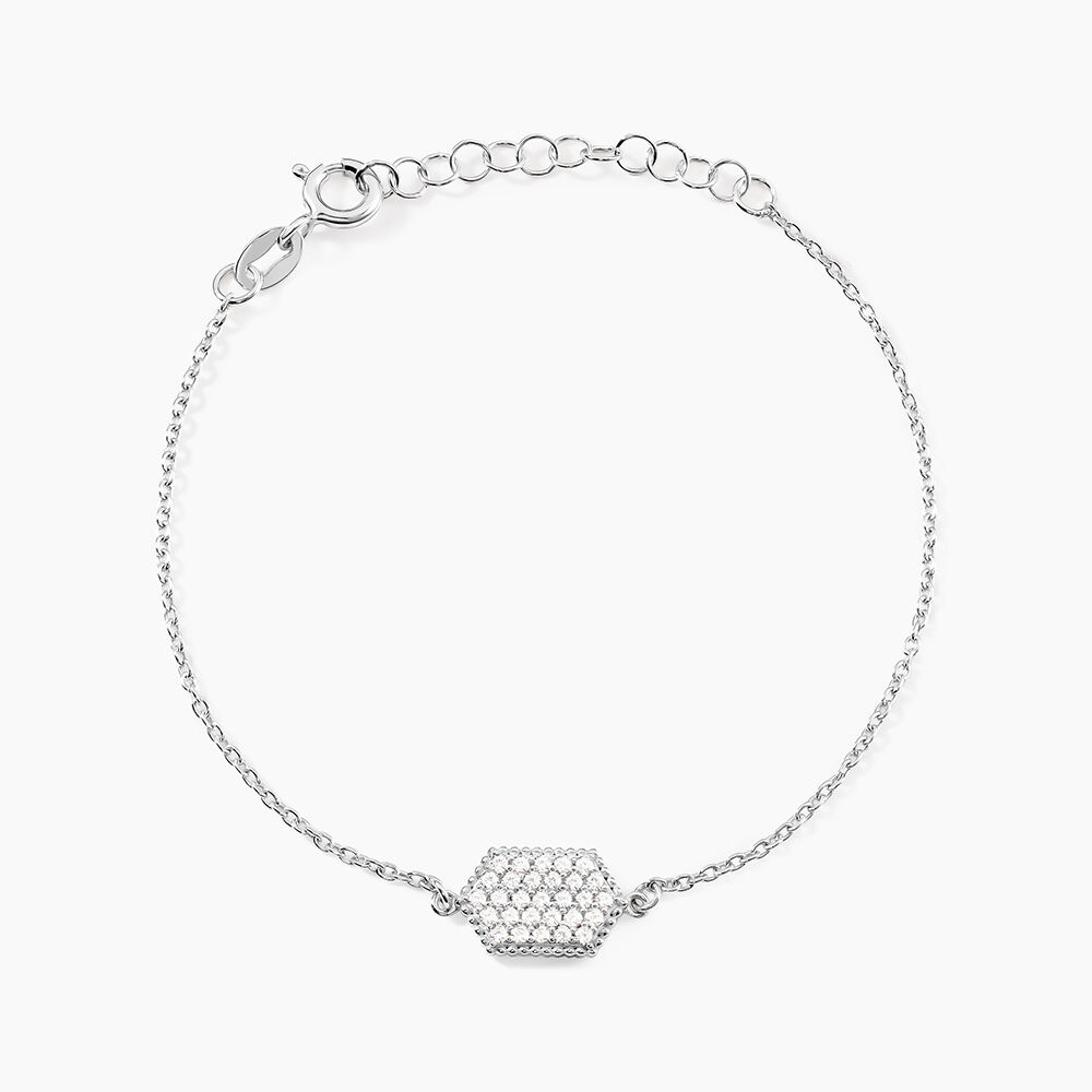 Bracelet Nawele Argent Blanc Oxyde De Zirconium - Bracelets fantaisie Femme | Marc Orian