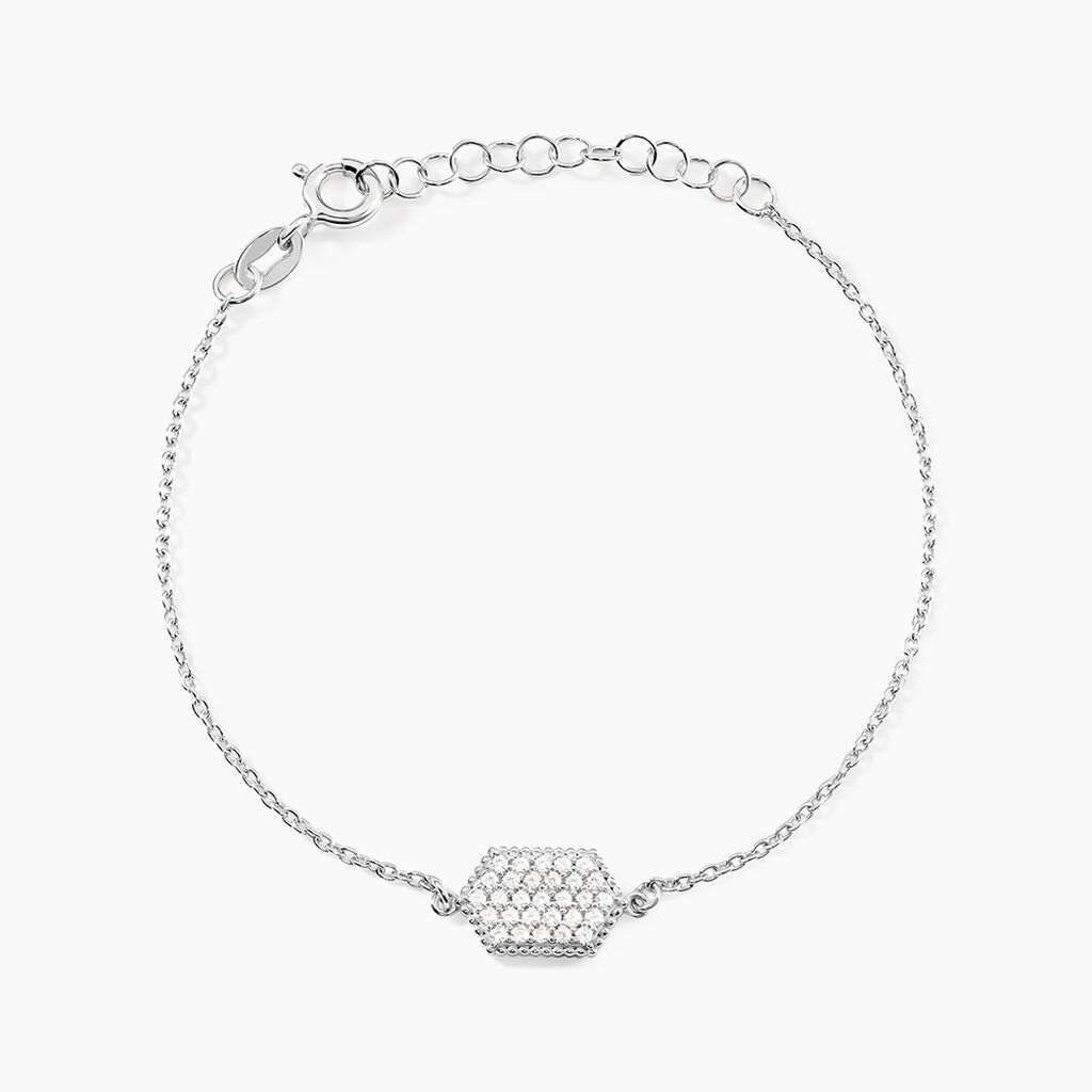Bracelet Nawele Argent Blanc Oxyde De Zirconium - Bracelets fantaisie Femme | Marc Orian