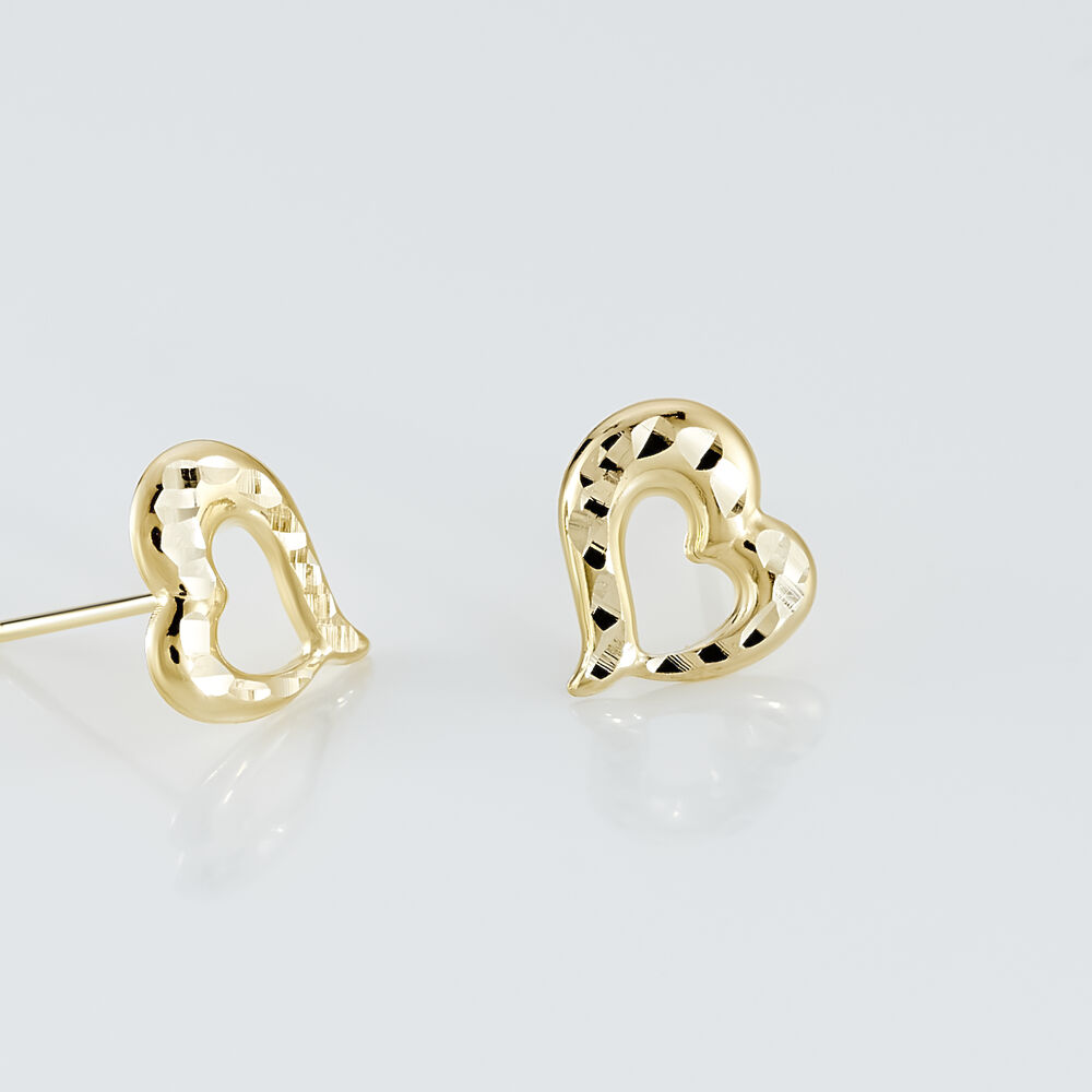 Boucles D'oreilles Puces Anne-maudae Coeurs Or Jaune - Puces Femme | Marc Orian