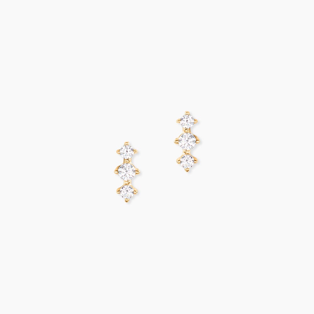 Boucles D'Oreilles Puces Maelly Plaqu&eacute; Or Jaune Oxyde De Zirconium - Puces Femme | Marc Orian