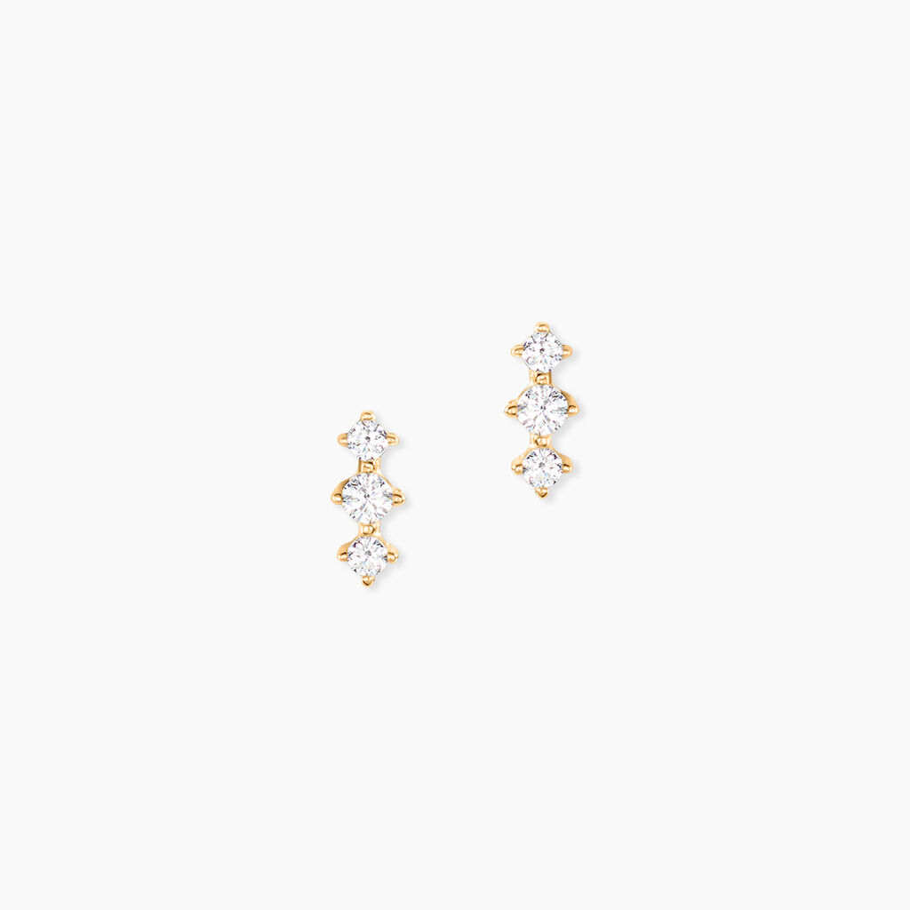 Boucles D'Oreilles Puces Maelly Plaqu&eacute; Or Jaune Oxyde De Zirconium - Puces Femme | Marc Orian