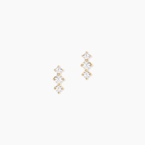 Boucles D'Oreilles Puces Maelly Plaqu&eacute; Or Jaune Oxyde De Zirconium - Puces Femme | Marc Orian