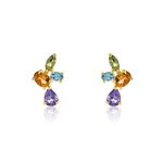 Boucles D'oreilles Puces Hortense Or Jaune Citrine Am&eacute;thyste Topaze - Puces Femme | Marc Orian