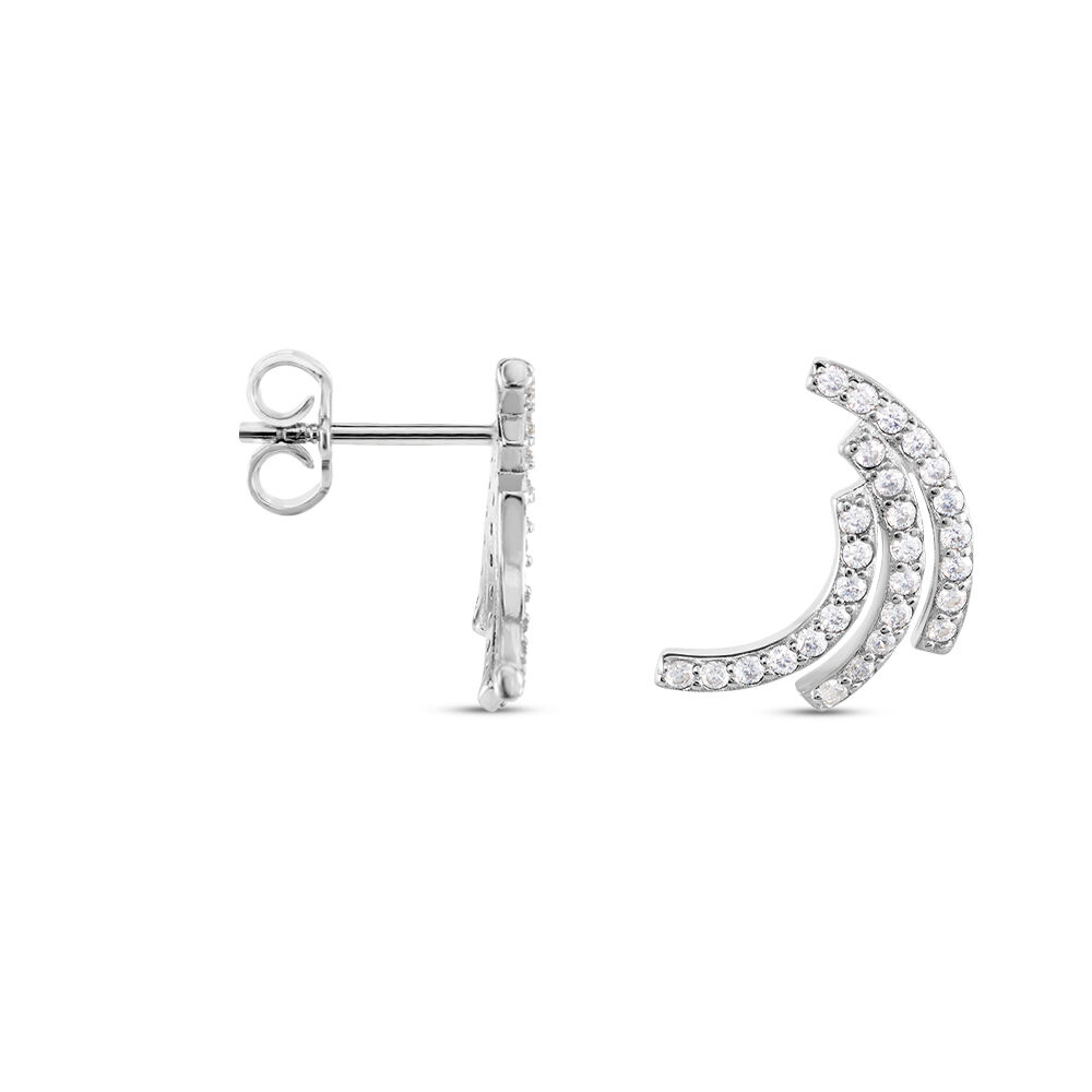 Boucles D'oreilles Puces Augustus Argent Blanc Oxyde De Zirconium - Puces Femme | Marc Orian