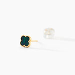 Boucles D'oreilles Puces Stellya Or Jaune Malachite - Puces Femme | Marc Orian