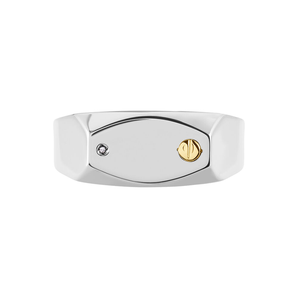 Chevalière Jourdan Lord Acier Bicolore Diamant - Chevalières Homme | Marc Orian