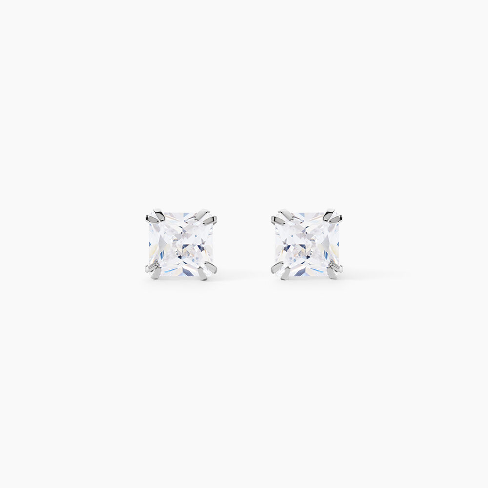 Boucles D'oreilles Puces Or Blanc Doreen Oxydes De Zirconium - Puces Famille | Marc Orian