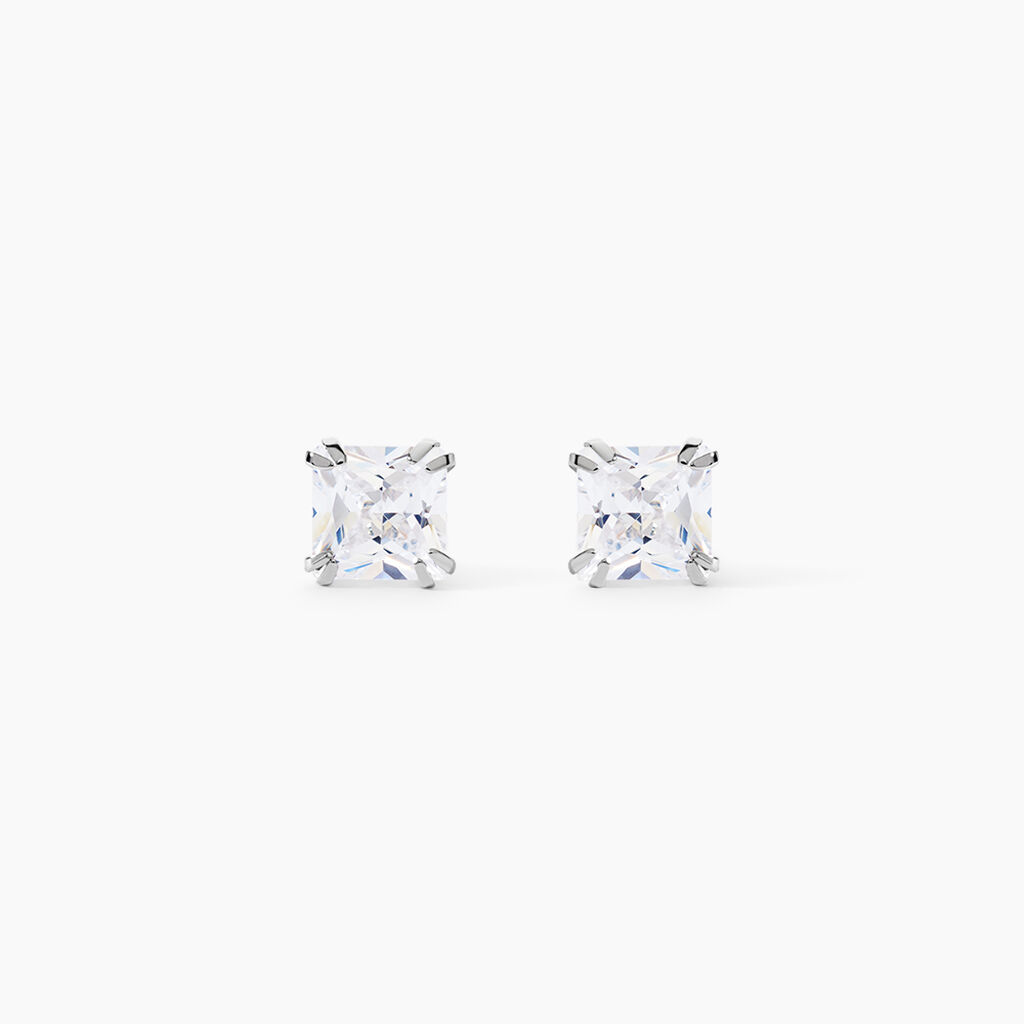 Boucles D'oreilles Puces Or Blanc Doreen Oxydes De Zirconium - Puces Famille | Marc Orian